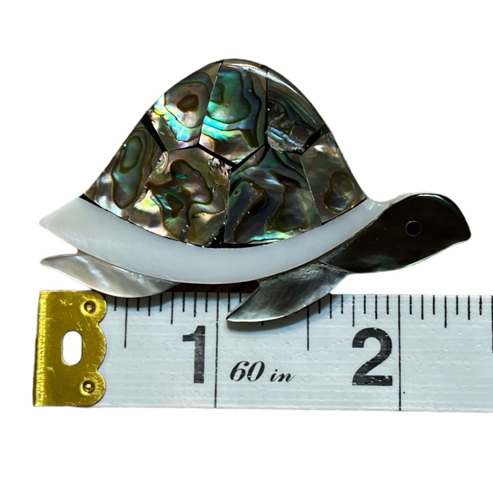 MOP Abalone Shell Turtle Brooch - Picture 3 of 4